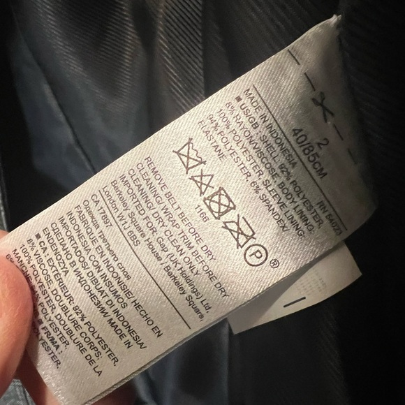 Banana Republic Black Plaid Short Trench, Size 2 - Picture 4 of 8